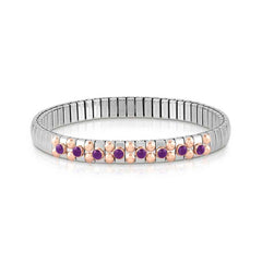 Nomination XTE SMALL Armband aus Edelstahl, mit 9Kt Rosegold und 8 Edelsteinen verziert (013_AMETHYST)