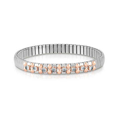 Nomination XTE SMALL Armband aus Edelstahl, mit 9Kt Rosegold und 8 Edelsteinen verziert (025_TOPAS BLAU)