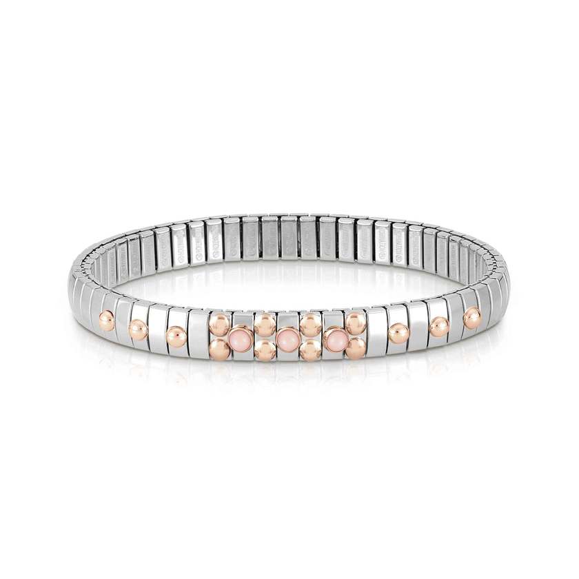 Nomination XTE SMALL Armband aus Edelstahl, mit 9Kt Rosegold und 3 Edelsteinen verziert (006_KORALLE ROSA)