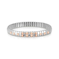 Nomination XTE SMALL Armband aus Edelstahl, mit 9Kt Rosegold und 3 Edelsteinen verziert (025_TOPAS BLAU)