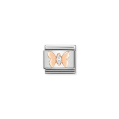 Nomination COMPOSABLE CLASSIC SYMBOLE aus Edelstahl, mit 9Kt Rosegold verziert, (19_Schmetterling)