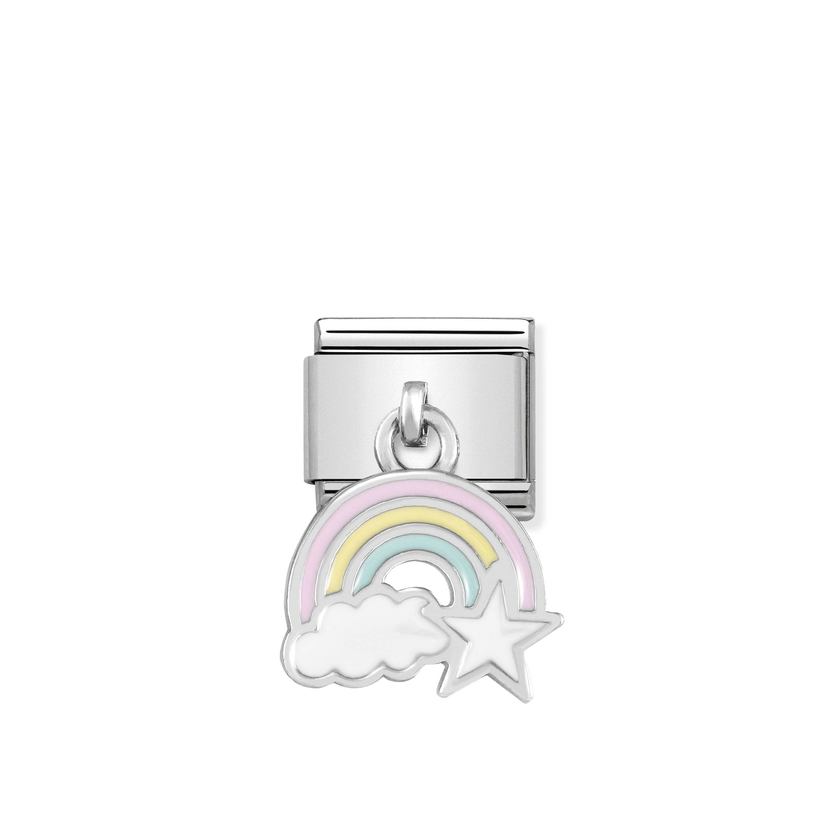 Nomination COMPOSABLE CLASSIC CHARMS aus Edelstahl, mit 925er Silber und Emaille verziert, (17_Regenbogen)