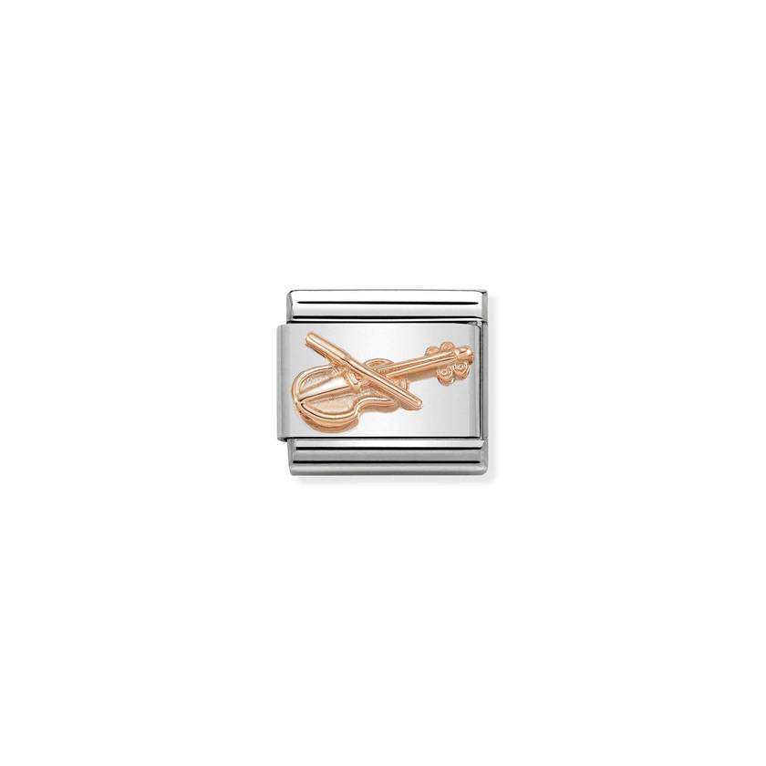 Nomination COMPOSABLE CLASSIC SYMBOLE RELIEF aus Edelstahl, mit 9Kt Roseold verziert, (11_Violine)
