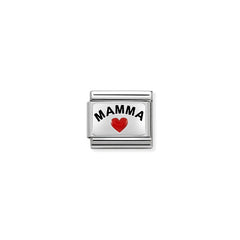 Nomination COMPOSABLE CLASSIC PLAETTCHEN aus Edelstahl, mit Emaille und 925er Silber verziert, (34_MAMMA mit Herz)