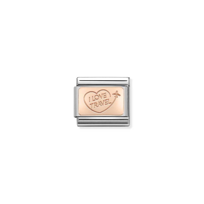 Nomination COMPOSABLE CLASSIC Element aus Edelstahl, mit einem Plaettchen aus 9Kt Rosegold verziert (02_I love travel)