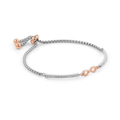 Nomination MILLELUCI Armband aus Edelstahl, mit Cubic Zirkonia verziert, dazu ein rose PVD-beschichtetes Schmuckelement (024_Unendliche)
