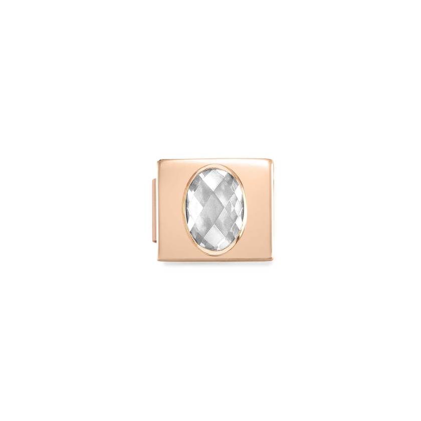 Nomination COMPOSABLE GLAM FAC, CZ Element aus Edelstahl, mit facettiertem Cubic Zirconia verziert, rosegold PVD-beschichtet (01_weiss)