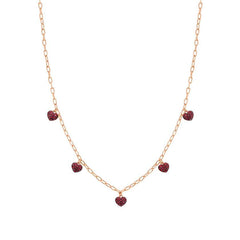 Nomination EASYCHIC LOVE EDITION Halskette aus 925er Silber, dazu 5 mit Cubic Zirconia in Pave-Fassung verzierte Herzen (021_Herz (Rot, Rosegold))