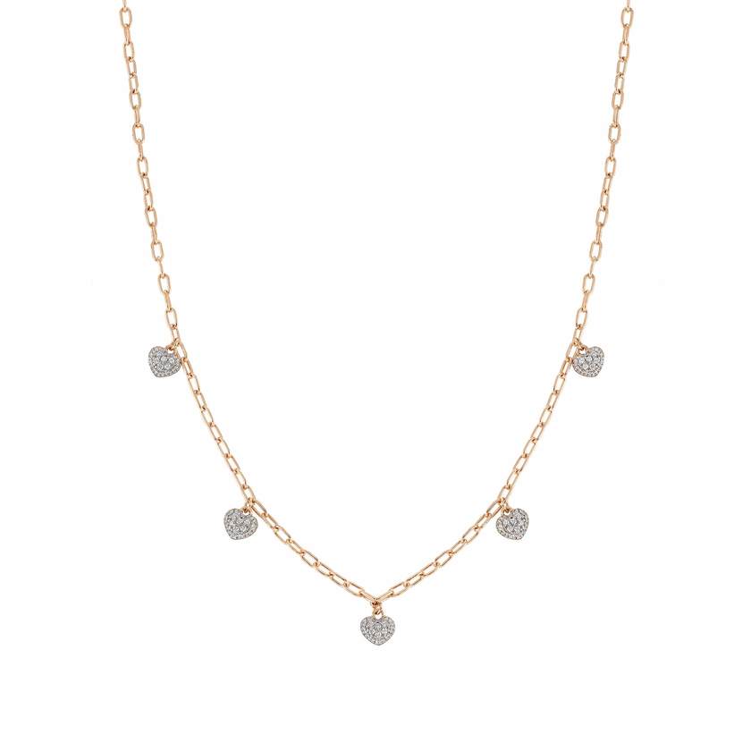 Nomination EASYCHIC LOVE EDITION Halskette aus 925er Silber, dazu 5 mit Cubic Zirconia in Pave-Fassung verzierte Herzen (022_Herz (Weiss, Rosegold))