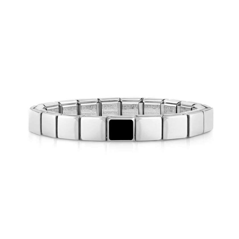 Nomination COMPOSABLE GLAM Armband aus Edelstahl (1 Symbol) (13_Quadrat (Achat, Schwarz))