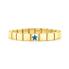 Nomination COMPOSABLE GLAM Armband aus Edelstahl (1 Symbol), gelbgold PVD-beschichtet (02_Glitzer-Stern BLAU)
