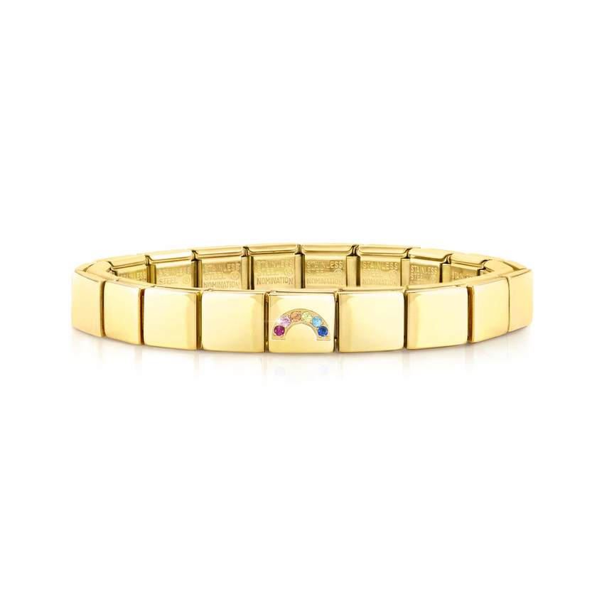 Nomination COMPOSABLE GLAM Armband aus Edelstahl (1 Symbol), gelbgold PVD-beschichtet (04_Regenbogen)