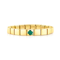Nomination COMPOSABLE GLAM Armband aus Edelstahl (1 Symbol), gelbgold PVD-beschichtet (09_Kleeblatt (Malachit))