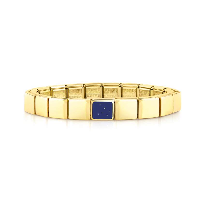 Nomination COMPOSABLE GLAM Armband aus Edelstahl (1 Symbol), gelbgold PVD-beschichtet (10_Quadrat (Lapislazuli))