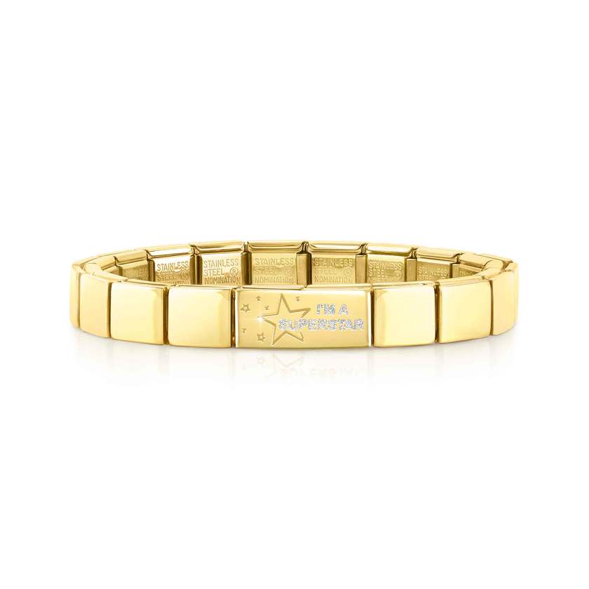 Nomination COMPOSABLE GLAM Armband aus Edelstahl (1 Symbol), gelbgold PVD-beschichtet (18_Doppel-Link Superstar)