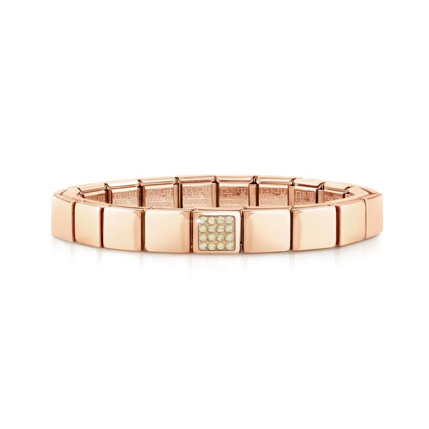 Nomination COMPOSABLE GLAM Armband aus Edelstahl (1 Symbol), rosegold PVD-beschichtet (13_Kristall (Champagner))