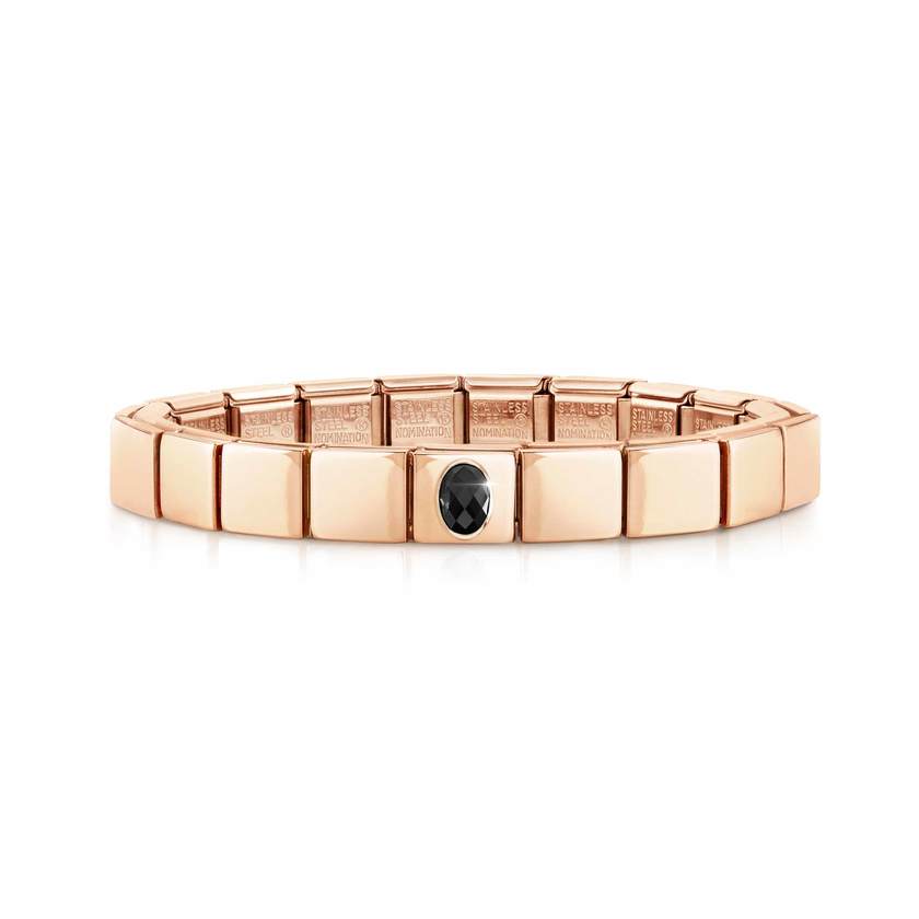 Nomination COMPOSABLE GLAM Armband aus Edelstahl (1 Symbol), rosegold PVD-beschichtet (15_Zirkonia (oval, Schwarz))