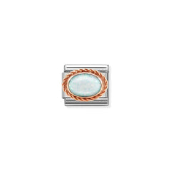 Nomination COMPOSABLE CLASSIC Element aus Edelstahl, mit Edelsteinen in 9Kt Rosegold Kordelfassung verziert (07_OPAL WEISS)