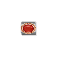 Nomination COMPOSABLE CLASSIC Element aus Edelstahl, mit Edelsteinen in 9Kt Rosegold Kordelfassung verziert (11_KORALLE ROT)