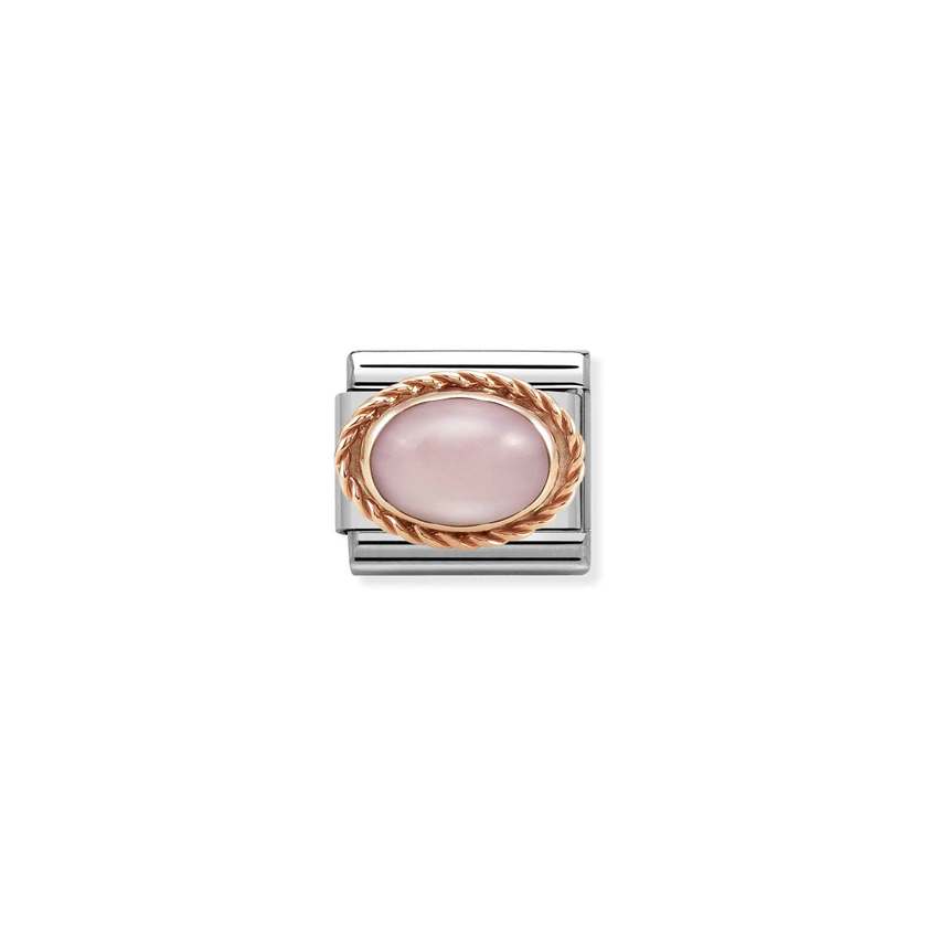 Nomination COMPOSABLE CLASSIC Element aus Edelstahl, mit Edelsteinen in 9Kt Rosegold Kordelfassung verziert (22_OPAL ROSA)