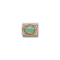 Nomination COMPOSABLE CLASSIC Element aus Edelstahl, mit Edelsteinen in 9Kt Rosegold Kordelfassung verziert (23_gruene Aventurin)