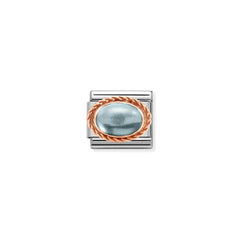 Nomination COMPOSABLE CLASSIC Element aus Edelstahl, mit Edelsteinen in 9Kt Rosegold Kordelfassung verziert (30_TOPAS BLAU)