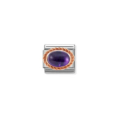 Nomination COMPOSABLE CLASSIC Element aus Edelstahl, mit Edelsteinen in 9Kt Rosegold Kordelfassung verziert (35_(Amethyst))