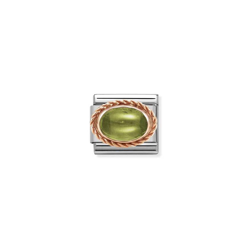Nomination COMPOSABLE CLASSIC Element aus Edelstahl, mit Edelsteinen in 9Kt Rosegold Kordelfassung verziert (36_(Peridot))