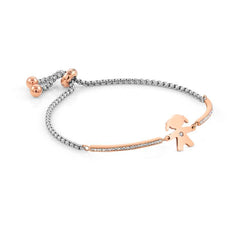 Nomination MILLELUCI Armband aus Edelstahl, mit Cubic Zirkonia verziert, dazu rose PVD-beschichtete Schmuckelemente (026_Kleines Maedchen)