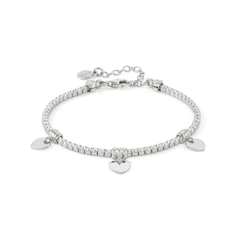 Nomination CHIC&CHARM Tennis-Armband aus 925er Silber, mit Cubic Zirkonia voll besetzt, dazu Anhaenger (001_Silbernes Herz)