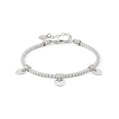Nomination CHIC&CHARM Tennis-Armband aus 925er Silber, mit Cubic Zirkonia voll besetzt, dazu Anhaenger (001_Silbernes Herz)