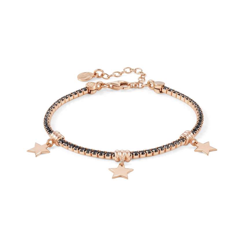 Nomination CHIC&CHARM Tennis-Armband aus 925er Silber, mit Cubic Zirkonia voll besetzt, dazu Anhaenger (033_(Stern, Rose))