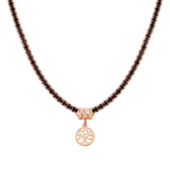 Nomination CHIC&CHARM Tennis-Halskette aus 925er Silber, mit Cubic Zirkonia halb besetzt, dazu Anhaenger (042_Lebensbaum Rosegold)