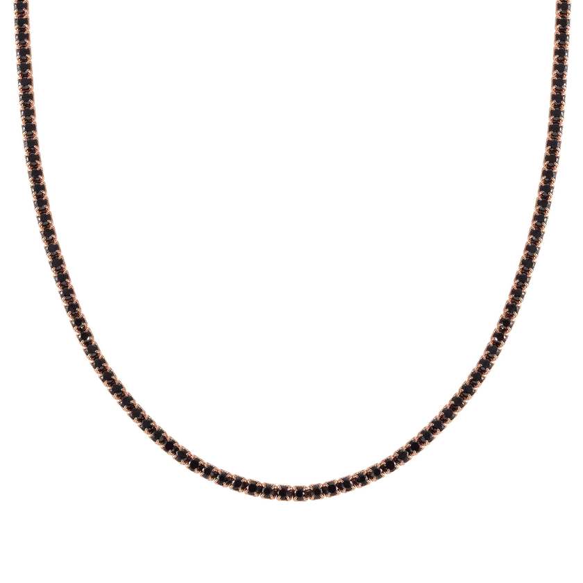 Nomination CHIC&CHARM Tennis-Halskette aus 925er Silber, mit Cubic Zirkonia voll besetzt (011_Rosevergoldet)