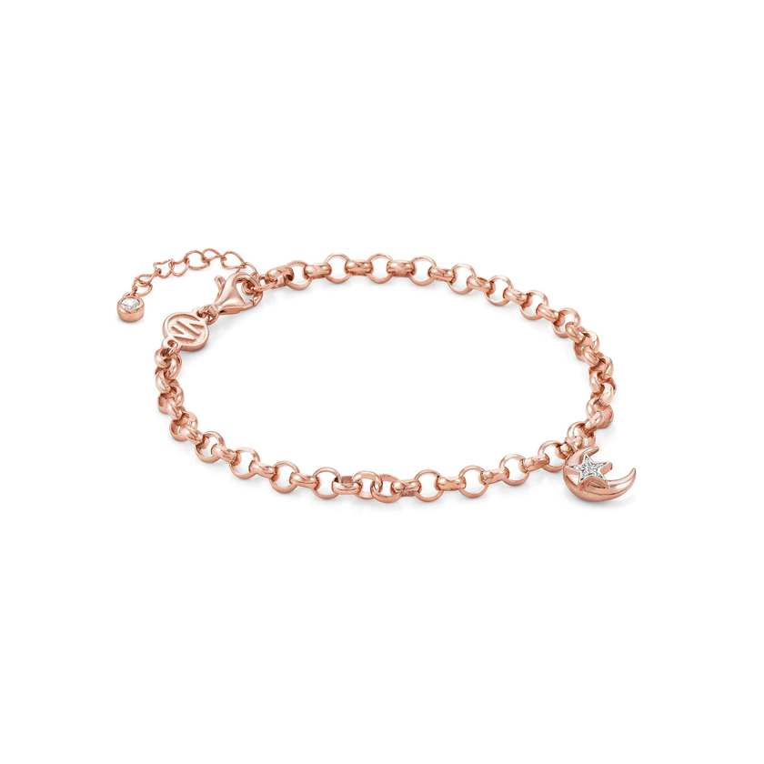 Nomination SWEETROCK ROMANCE EDITION Armband aus 925er Silber, 1 Charm-Anhaenger mit Cubic Zirkonia verziert (031_Mond Rosegold)