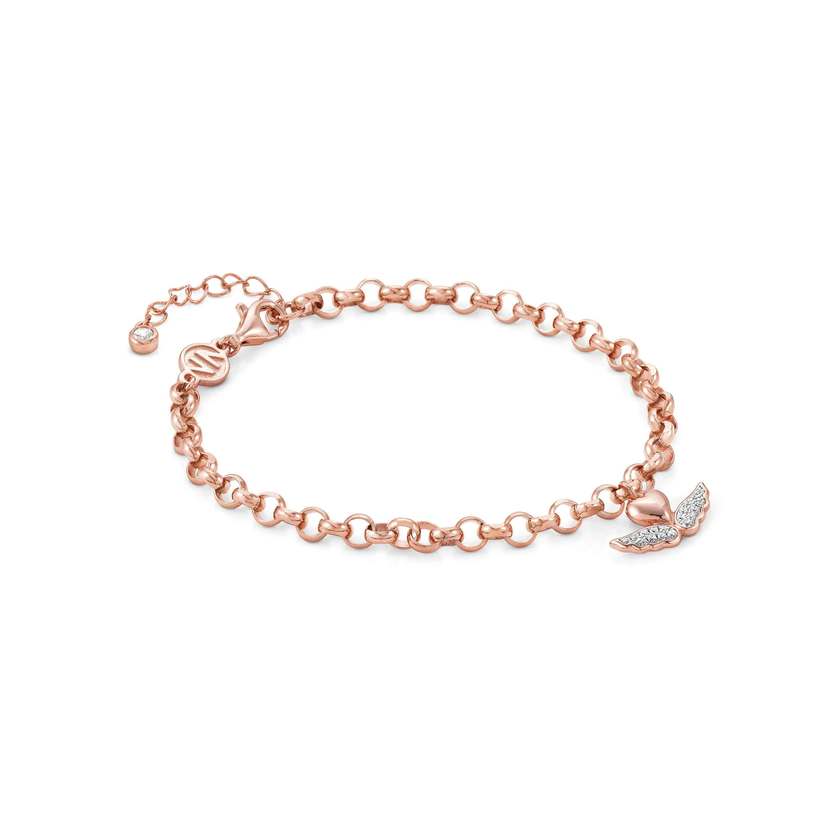 Nomination SWEETROCK ROMANCE EDITION Armband aus 925er Silber, 1 Charm-Anhaenger mit Cubic Zirkonia verziert (069_(Befluegeltes Herz, Rosegold))
