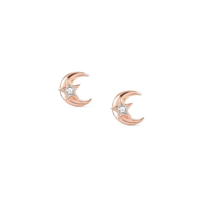 Nomination SWEETROCK ROMANCE EDITION Ohrstecker aus 925er Silber, mit Cubic Zirkonia verziert (031_Mond Rosegold)
