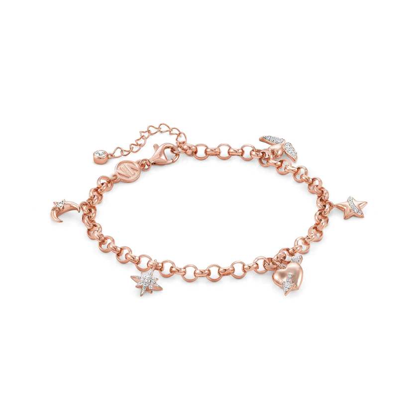 Nomination SWEETROCK ROMANCE EDITION Armband aus 925er Silber, 5 Charm-Anhaenger mit Cubic Zirkonia verziert (039_Kombination Rosegold)