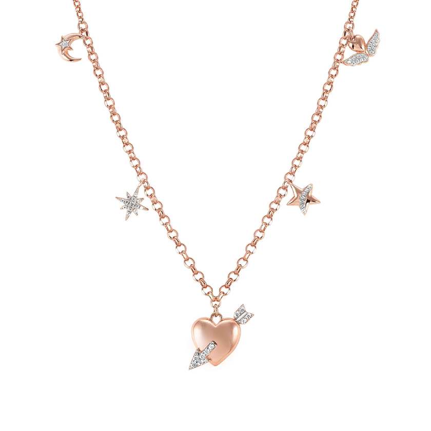 Nomination SWEETROCK ROMANCE EDITION Armband aus 925er Silber, 1 Anhaenger und 4 Charm-Anhaenger mit Cubic Zirkonia verziert (039_Kombination Rosegold)