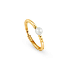 Nomination SOUL Ring aus 925er Silber, mit weisser Perle verziert (012_(Gelb vergoldet))