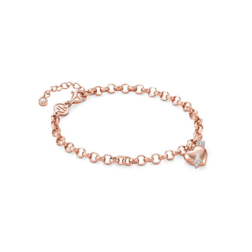 Nomination SWEETROCK ROMANCE EDITION Armband aus 925er Silber, 1 Charm-Anhaenger mit Cubic Zirkonia verziert (072_(Herz mit Pfeil, Rosegold))