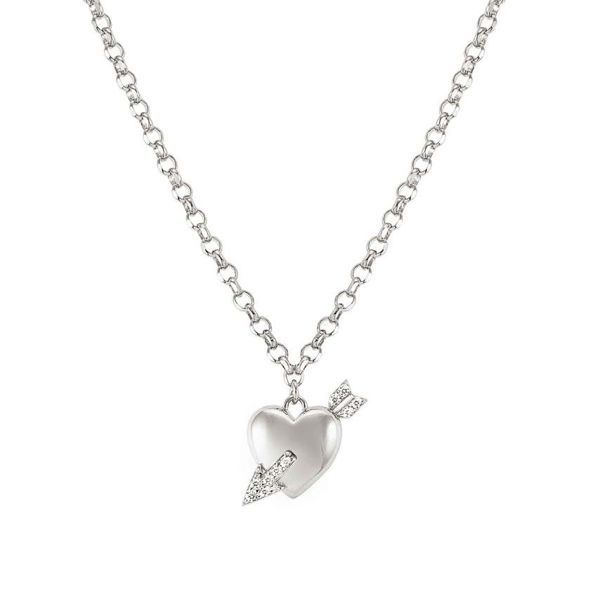Nomination SWEETROCK ROMANCE EDITION Halskette aus 925er Silber, Anhaenger mit Cubic Zirkonia verziert (071_(Herz mit Pfeil, Silber))
