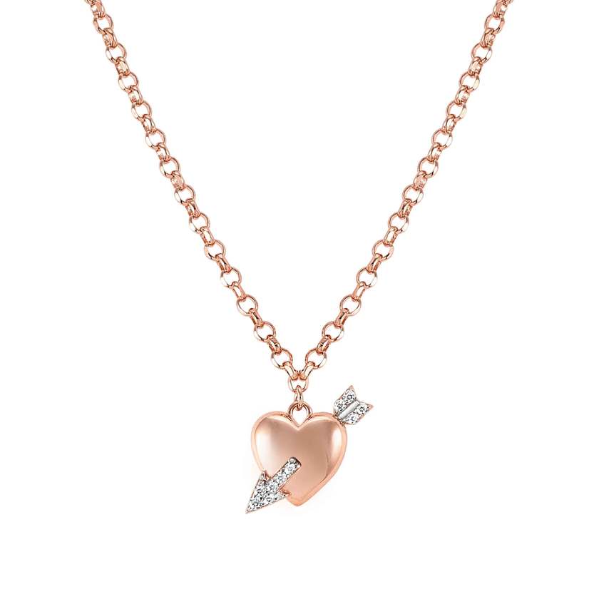 Nomination SWEETROCK ROMANCE EDITION Halskette aus 925er Silber, Anhaenger mit Cubic Zirkonia verziert (072_(Herz mit Pfeil, Rosegold))