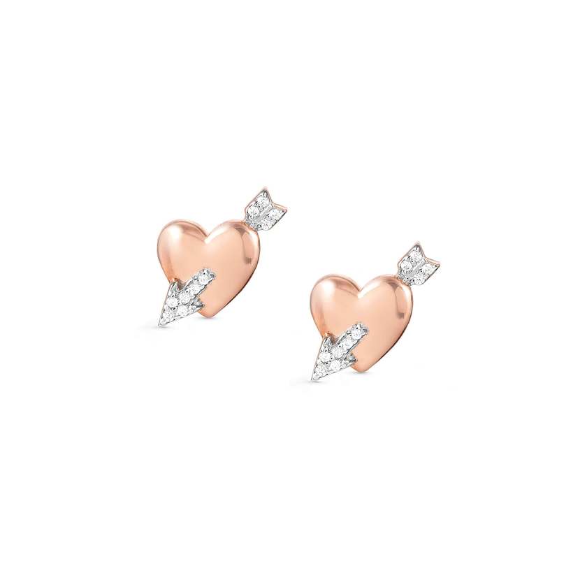 Nomination SWEETROCK ROMANCE EDITION Ohrstecker aus 925er Silber, mit Cubic Zirkonia verziert (072_(Herz mit Pfeil, Rosegold))