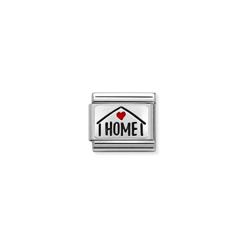 Nomination COMPOSABLE CLASSIC PLAETTCHEN aus Edelstahl, mit Emaille und 925er Silber verziert, (54_(Home mit Herz))