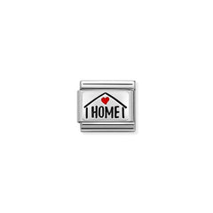 Nomination COMPOSABLE CLASSIC PLAETTCHEN aus Edelstahl, mit Emaille und 925er Silber verziert, (54_(Home mit Herz))