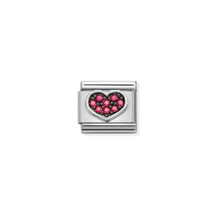 Nomination COMPOSABLE CLASSIC OXIDIERTE SYMBOLE Element aus Edelstahl, mit 925er Silber und Cubic Zirkonia verziert (06_(Herz, Magenta))