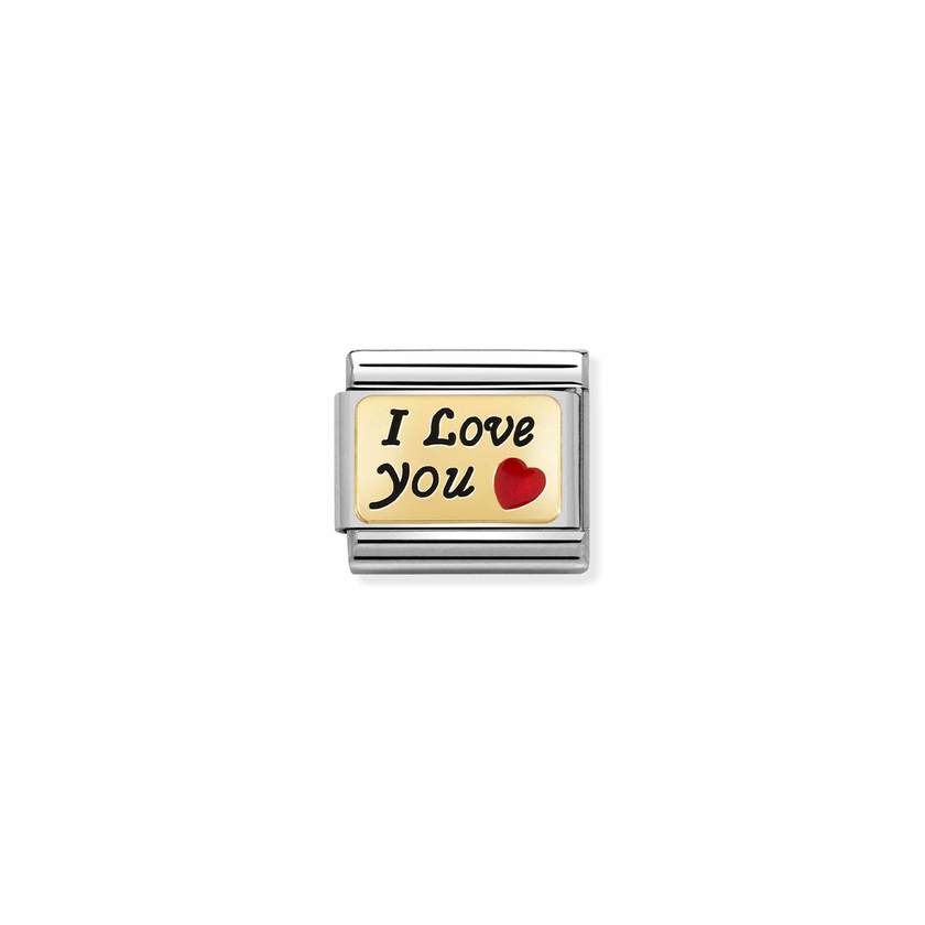 Nomination COMPOSABLE CLASSIC PLAETTCHEN Edelstahl, Email und 18k gold (55_(I love You))