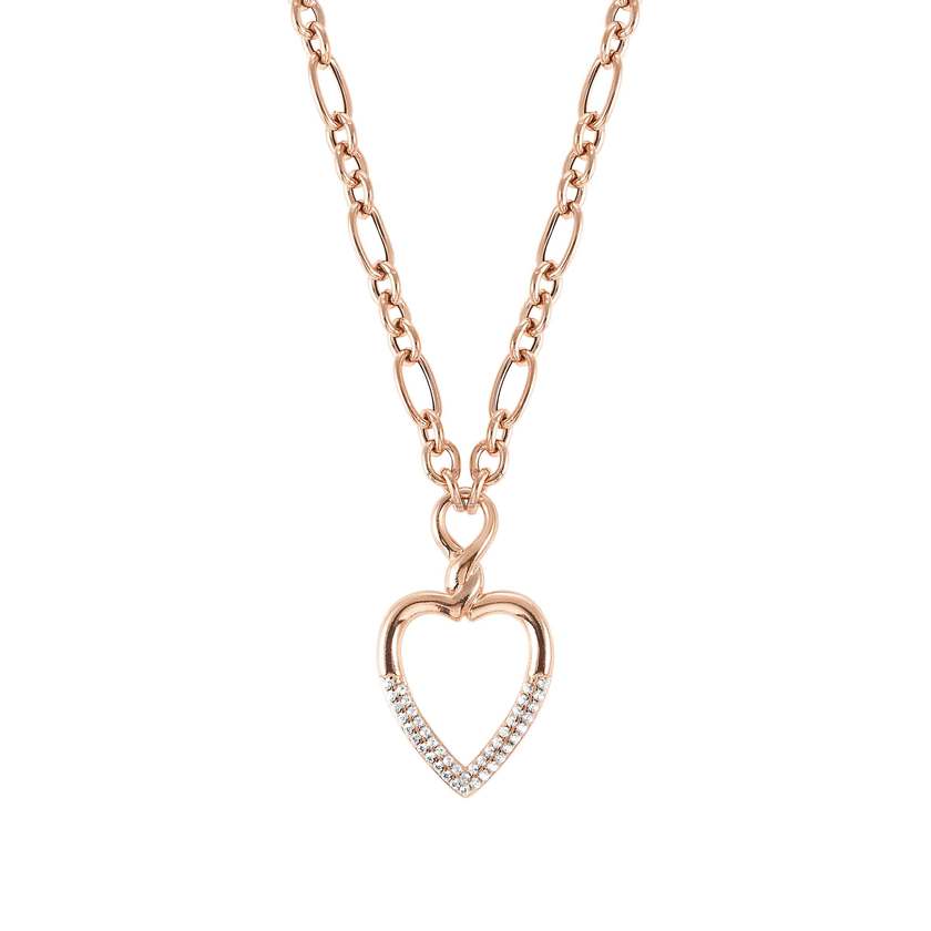 Nomination ENDLESS Halskette aus 925er Silber, Anhaenger mit Cubic Zirkonia verziert (002_Rose vergoldetes Herz)