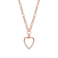 Nomination ENDLESS Halskette aus 925er Silber, Anhaenger mit Cubic Zirkonia verziert (002_Rose vergoldetes Herz)